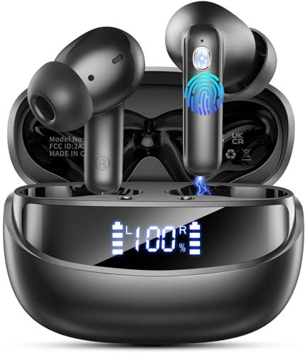 Bluetooth Kopfhörer, Kopfhörer Kabellos Bluetooth 5.4 HiFi Stereo, In Ear Kopfhörer mit ENC Noise Cancelling Mics, 50 Std Spielzeit Kabellose Kopfhörer mit LED-Anzeige, IP7 Wasserdicht Ohrhörer
