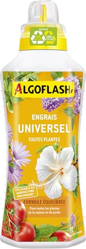 Algoflash Engrais Universel Liquide, Utilisable en Agriculture Biologique, Bouchon Doseur Inclus -1 L