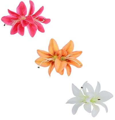 3 fermagli per capelli con fiori di giglio tropicale, forcine per capelli con orchidea hawaiana, accessori floreali multicolori, per vacanze al mare, uso quotidiano e occasioni speciali