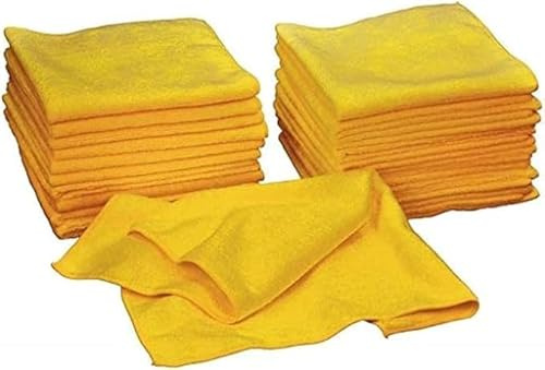 Kirkland Signature 12 Signature Ultra Plush Microfibre Cloths Towels Cleaning Car Vehicle., Yellow, H 40.6 x W 40.6 cm