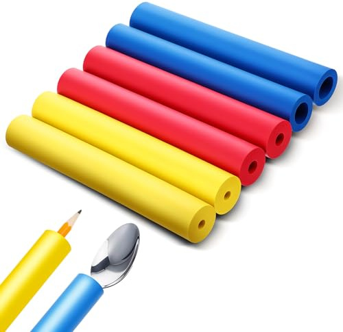 Gjinxi Foam Grip Tubing 6Pcs, Adaptive Utensils Grip Aid for Elderly Disabled Arthritic Hands, Non-Slip Foam Tube Handle for Pens Tools Crochet Hooks, One-Handed Adaptive Equipment, 20 X 3CM