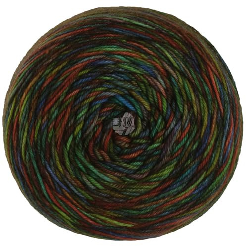 LANA GROSSA Meilenweit 100 Sooty | Extrafeines Merinogarn im klassischen hand-dyed Verfahren | Handstrickgarn aus 75% Schurwolle & 25% Polyamid | 100g Wolle zum Stricken & Häkeln | 400m Garn FB 6224