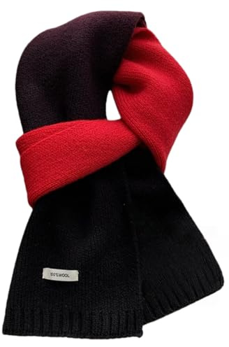 Generisch Damen Winterschal Wollschal Farbverlauf Strickschal - 100% Wolle - Weiche Warm Kaschmir Schal Herbst Winter Halswärmer Gestrickter Halsschal, 160 x 20 cm