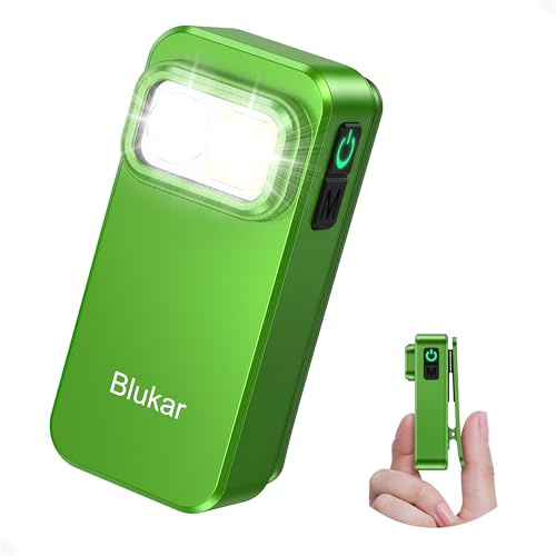 Blukar Torcia EDC con Clip, Super Luminoso Mini Torcia LED Ricaricabile Potente, 3 Fonti di Luce & 5 Modalità, Funzione di Memoria, Portatile Tascabile Flashlight per Campeggio/Emergenza/Trekking