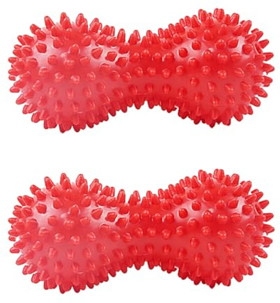 SOPOTUTU 2 Pezzi Pallina Massaggio Arachidi Rosso Mini Massaggiatore Muscolare per Collo Schiena Spalle Vita Gambe Design Creativo per Rilassamento Fascia Profonda