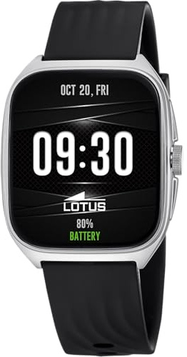LOTUS Montre Connectée Homme Femme - Caoutchouc Noir | Étanche IP65, Vocal IA, Contrôle Musique, Podomètre et Calories, Téléphone 50210/1 Ondas 2, Smartime 2nd Gen