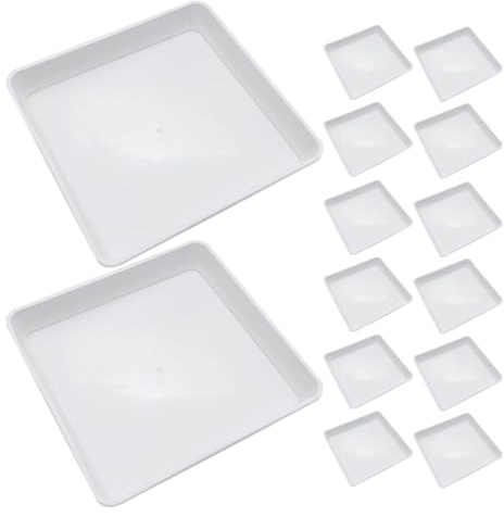 SHOWERORO 15 Platillos Cuadrados de Plástico PP para Macetas y Plantas, Resistentes y Anti Deformación, Bandejas para Interiores y Exteriores Que Evitan el Goteo de Agua