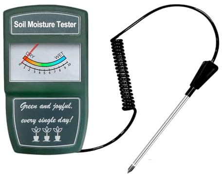 METINFUS Boden-Feuchtigkeitsmessgerät, Handheld Boden Feuchtigkeitsmesser für Pflanzen, Bodentester mit Langer Schnursonde, Hygrometer für den Garten & die Landwirtschaft, Keine Batterien Erforderlich
