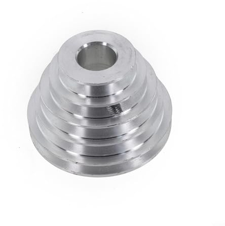 Sumsoctober Aluminium-Pagoden-Riemenscheibe für Tischbohrmaschine, 5-stufiges Getriebe, Keilriemenscheibe, Silber, mehrere Größen, 14 mm, 22 mm, 1 Stück oder 2 Stück für Motorwellenantrieb (22 mm)