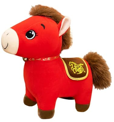 SZLIFE Peluche Cheval 2026, Mascotte du Zodiaque du Cheval, Poupée Douce, Décoration Nouvel An Chinois pour Enfants, 20cm