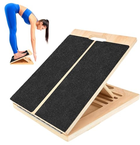 Wadendehner Schrägbrett aus Holz – Verstellbarer Wadenstrecker mit 5 Winkeln und Tragegriff – Mobility Board für effektive Wadenstreckung