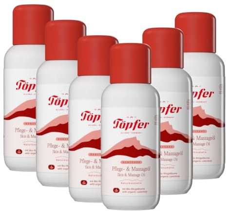 Töpfer Babycare Pflege- & Massageöl – tägliche Hautpflege & sanfte Massage – mit Bio-Olivenöl – dermatologisch getestet – 6x100ml