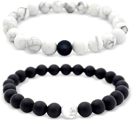 Lucky Feather Relationship matching couples bracelets - matching bracelets couples gifts for Boyfriend & Girlfriend Husband Wife, Unique, birthday gift, anniversary for women - 2 pack