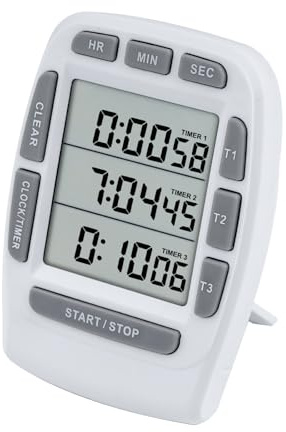 Jayron JR-KT001 Minuterie Numérique Grand LCD 3 Canaux de Cuisine avec Compte À Rebours, Alarme Forte et Aimant Fort Support