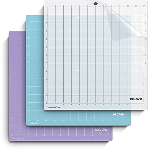 NICAPA Ersatz-Schneidematte für Silhouette cameo 4/3/2/1 [12x12 Zoll 3er-Pack,Standardgrip, Lightgrip, Stronggrip] Haftende, flexible, quadratisch gerasterte