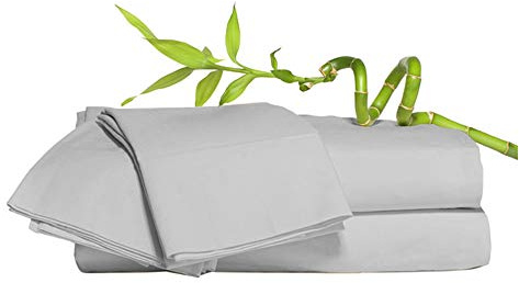 100% Bamboo Super Silky Soft Luxury 4 Piece Duvet Bed Set - Complete Bedding Set Includes Duvet Cover 2 Pillowcases and Deep Fitted Sheet by Euphoric Bedding ® (Light Grey, Double)