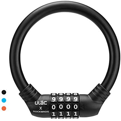 ROCKBROS Bike Lock Cable Lightweight Bike Locks with Combinations Small Bike Cable Lock Anti-Theft Bike Wheel Lock 12MM Black