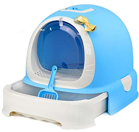QIAOH Katzenklo mit Deckel, Katzentoilette Ecke mit Schublade Tragegriff Staufach, Anti-Splash Katze Katzenklo Schrank