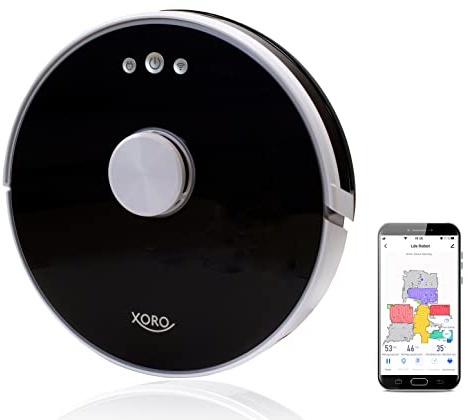 XORO Leistungsstarker Saugroboter HSR 200 mit Wischfunktion, Lasernavigation, Alexa/Google Home, Echtzeit Mapping, Staubsauger-Roboter ideal für Tierhaare