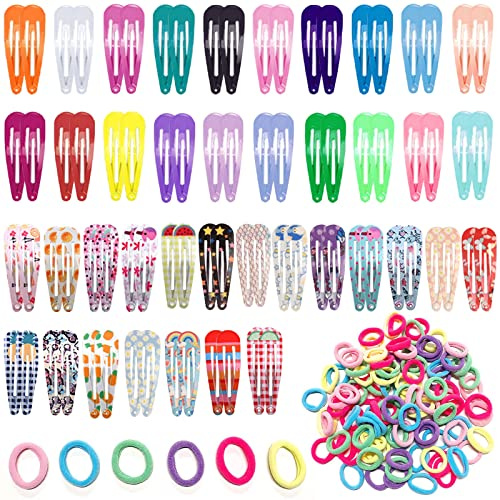 180 Pezzi, 80 Fermagli Capelli in Metallo + 100 Elastici, Accessori per Bambina