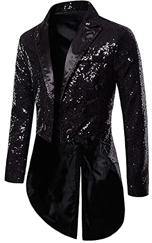 2021 Smoking Blazer Hombre Chaquetas de Traje Slim fit Blazer Color sólido Abrigo Retro Lentejuelas Edad Media Chaqueta Blazer Esmoquin Casual Traje Abrigos Manga Larga Adecuado Boda Fiesta Negocio