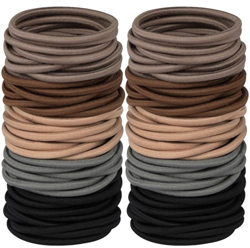 Hageolan Multy-Colored Hair Ties, 120 PCS Large Elastic Bands, No Damage Ponytail Holders for Thick Hair, Women, Men and Girls