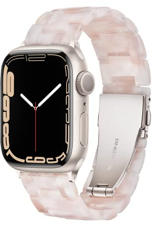 Light Compatible with Apple Watch 38mm 40mm 41mm 42mm 44mm 45mm 46mm 49mm, Fashion Resin iWatch Women Men Bracelet with Stainless Steel Clasp for Apple Watch Series 10 SE 9 8 7 6 5 4 3 2 1,Ultra 2 1