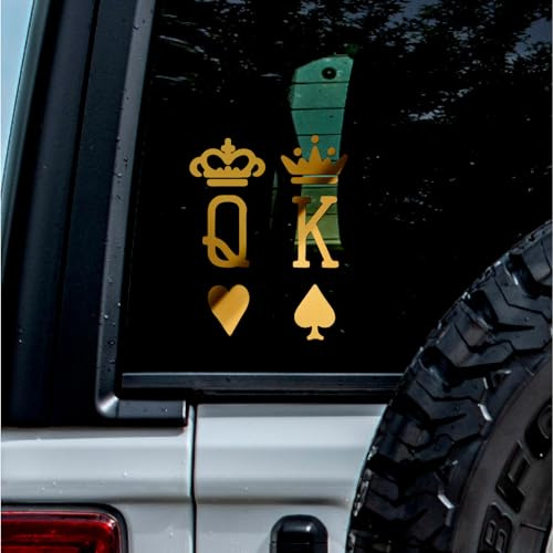 Transparent Decal Stickers of Tattoo Couple King and Queen Cards (Metallic Gold) Premium Waterproof Vinyl Decal Stickers for Laptop Phone Accessory Helmet Car Window Mug Tuber C ANDstic0h1421GO040522