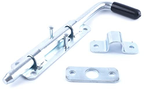 BAUSTER® Türriegel Bolzenriegel verzinkt Riegel Torriegel Für Gummierten Griff Stallriegel Für Gartentor Robuster Qualitätsstahl Riegelschloss Schrauben Schlossriegel Torbeschläge Für Tor (220 mm)