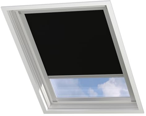 Radeco® Dachfenster verdunkelungsrollo für Velux M08/2/308 schwarz mit Führungsschiene, Rollo für dachfenster, velux dachfenster Rollo, verdunklungsrollo für velux