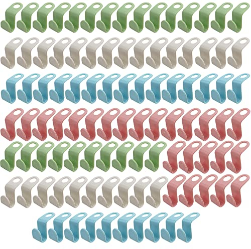 Kleiderbügel Platzsparend,100 Stück Kleiderbügel Verbindungshaken Kleiderschrank Platzsparend Haken Kunststoff Anschluss Haken für Krawatten Taschen Jacken Kleiderschrank