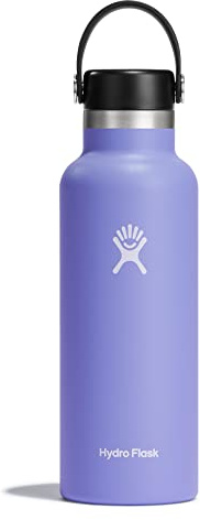 HYDRO FLASK - Water Bottle 532 ml (18 oz) - Vacuum Insulated Stainless Steel Water Bottle with Leak Proof Flex Cap and Powder Coat - BPA-Free - Standard Mouth - Lupine