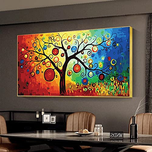 dsdsgog Abstrakter Baum des Lebens Geldbaum Malerei Skandinavische Leinwand Poster und Drucke Wandkunst Bild für Wohnzimmer Dekor 80x160cm Rahmenlos