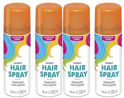 Temporary Hair Color Spray Wash Out Washable Party Fancy Dress Up Accessories Party Halloween Hairspray 133ml (Orange, 4)