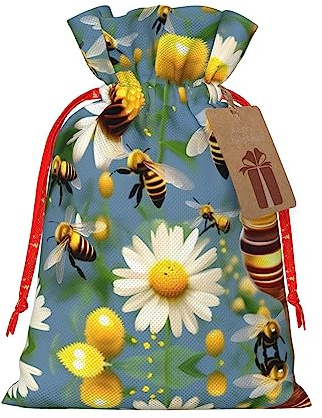 KoNsev Fliegende Bienen Gänseblümchen Honig Kordelzug Geschenktüte, Urlaubsgeschenk, Geschenke Dekorationen für Weihnachten Party Supplies
