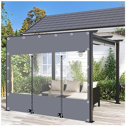 Plane Vorhänge Außen, Gazebo-planenseitenwände Mit Reißverschluss, Transparente wasserdichte PVC Plane, Pergola Veranda Carport Trenn-Plane, 0,3mm Regenvorhänge,LxH-3x2.2m/9.8 * 7.2ft