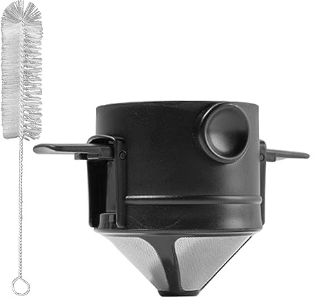 AMZLORD Kaffeefilter Wiederverwendbar, Kaffeefilter Edelstahl, Kaffeefilterhalter, Kaffeefilter Faltbar, Camping Kaffeefilter, Permanent Kaffeefilter, Kein Filterpapier Erforderlich - Weiß