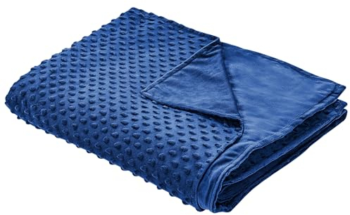 Beliani Modern Duvet Weighted Blanket Cover Polyester Fabric 150 x 200 cm Dotted Pattern Navy Blue Callisto