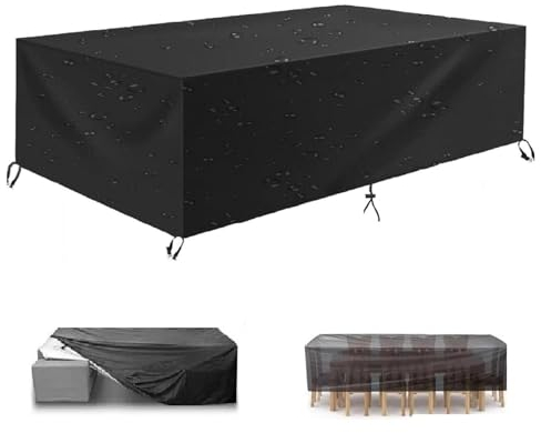 Gartenmöbel Abdeckung Wasserdicht 265x205x75cm/LxWxH Abdeckung Für Gartenmöbel Schneeschutz Staubdicht Anti-Uv Abdeckplane Gartenmöbel Schwerlast - Oxford Gewebe Schwarz Schutzhülle Gartenmöbel