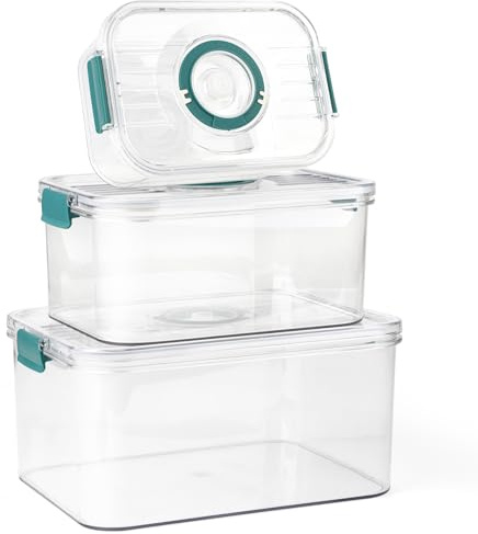 GIOVARA Sealed breads Box Plastic 3 Breads Storage containers, containers Air Tight Bread Box, Bread container to keep it fresh, breads Bins For Kitchen for Pastry, Cookie, Fruit, meat, Veggie