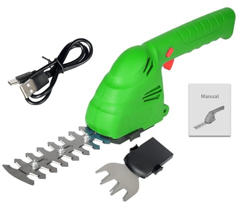 TICFOX 2 in 1 Kabellose Grasschere, Akku Gras und Strauchschere, Schnurlose Elektrische Heckenschere Wiederaufladbar Strauch Jäten Rasenmäher Gartengeräte für Garten und Höfe(EU)