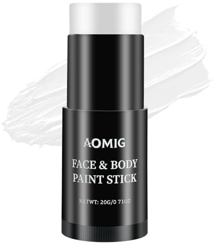 Aomig Camouflage Face Paint Sticks, Pittura per Il Viso Mimetica, Camuffamento Facciale Body Paint Stick per Halloween Cosplay Football Make Up Cream Clown(Bianco)