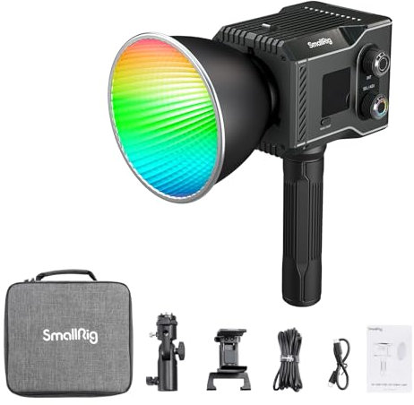 SMALLRIG RC 60C Lampe Vidéo LED RGB, Contrôle par APP à Distance et Manuel, Température de Couleur 2500K-10000K, Prend en Charge Rapide PD, avec 12 Effets de Lumière, Èdition Powerbank Clamp – 4810