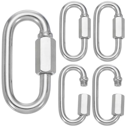 PATIKIL M8 Quick Link Chain Connector, 5 Pcs 5/16 304 Stainless Steel Locking Quick Chain Repair Links for Towing Swing Outdoor Equipment, 1523 lbs Capacity