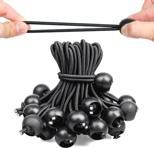 Moinkerin 30 Stück 10cm Schwarze Spanngummis mit Kugel - wasserdicht und UV-beständig Expander & Planenspanner Set, geeignet zum Fixieren von Planen, Campingzelten und zur alltäglichen Aufbewahrung