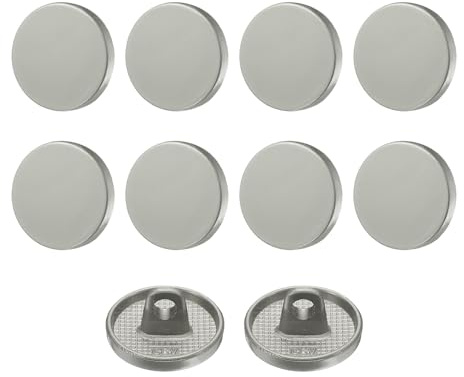 QUARKZMAN Botones Metálicos Redondos Planos, 10Pcs 20L 12mm Bontones de Aleación, Reemplazo para Trajes, Abrigos de Lana, Camisas y Pantalones, Manualidades de Costura, Gris