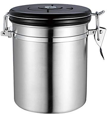 Luftdichter Edelstahl-Kanister für Kaffeebohnen, Lebensmittelbehälter, 1,5 l, mit Entlüftungsventil für Kaffee, Tee, Zucker, Mehl