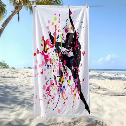 Telo Mare Microfibra Ragazza Ginnasta Grande Uomo Donna 200x100 cm, Asciugamano da Spiaggia Graffiti, Antisabbia Ad Asciugatura Rapida, Leggero, per Mare, Picnic e Bagno 278-PQ