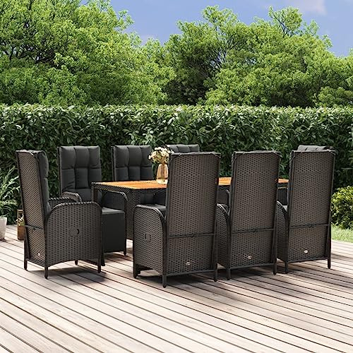 Festnight Gartenmöbel Set 8 Stühle mit Tisch Verstellbar Rattan Gartenmöbel Set 8 Personen Sitzgruppe Outdoor mit Hochlehner Terrassenmöbel Außen Garten Essgruppe Gartentisch mit Stühlen Set