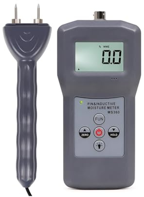 Digital Moisture Meter Highly Sensitive Humidity Tester Concrete, Wood, Paper, Bamboo, Carton and Textile Hygrometer Detector Precise and Accurate Measuring(MS360)